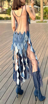 Lucia Dress | Dunesi | Dress upcycled denim masterpiece maxi dress